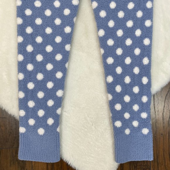 Honeydew Leggings XL Blue White Polka Dot Fuzzy Knit Sleep Lounge Pants Women's - Picture 10 of 14